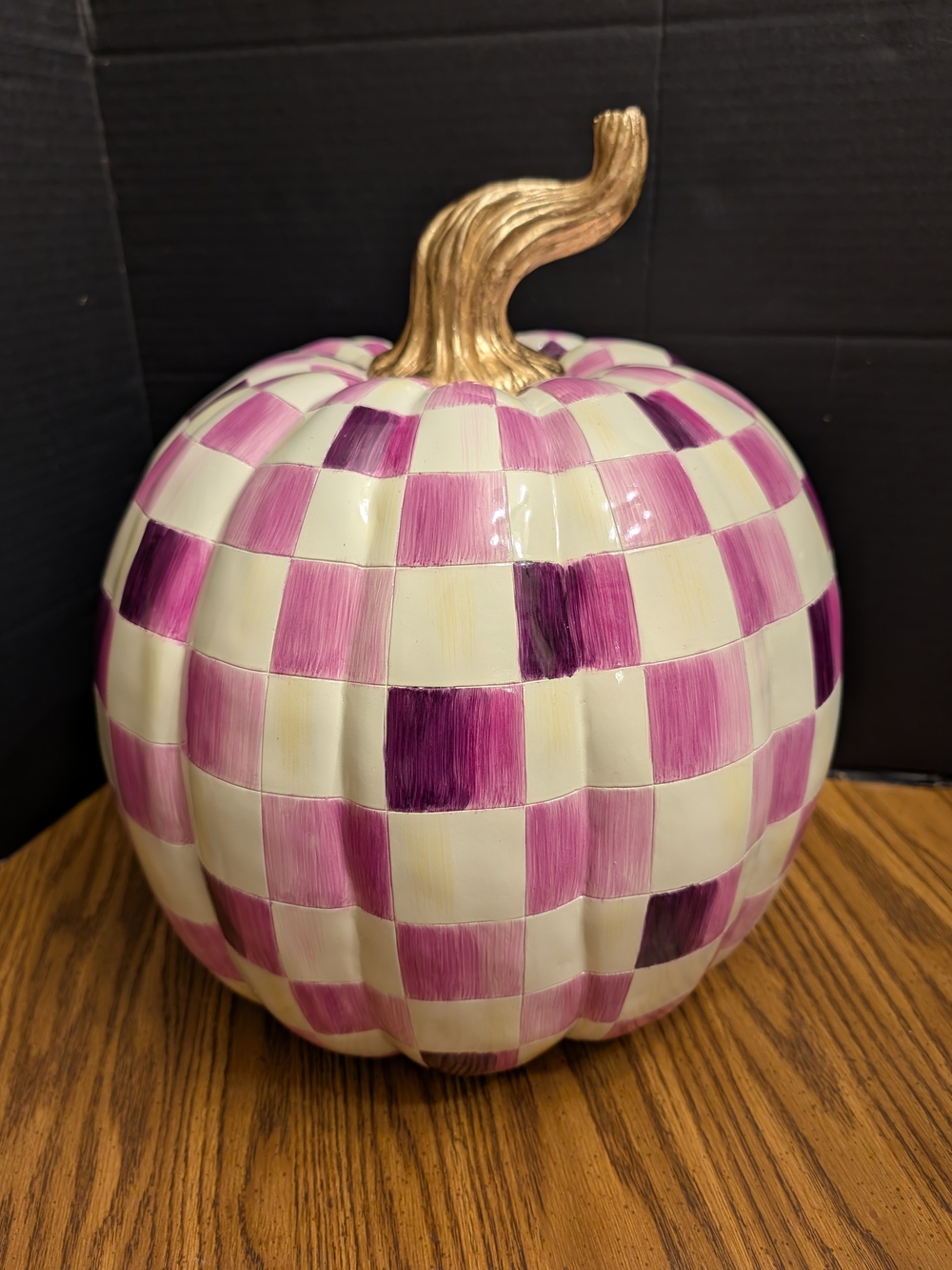 Mackenzie Childs Plum Patchwork Large 15" Pumpkin Fall Decor